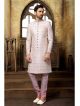Off white and pink designer nawabi indo western sherwani