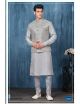Grey & Multi Colour Emb Kurta Pajama with Nehru Jacket