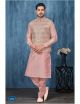Pink & Multi Colour Emb Kurta Pajama with Nehru Jacket