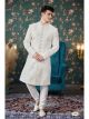 Cream Art Silk Sherwani