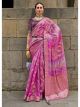 Pink Jacquard Silk Saree