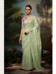 Mint green fancy saree with embroidery work