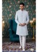 Sky Blue Art Silk Sherwani
