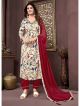 Off White Rayon Alia Cut Suit