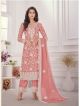 Peach Chinon Embroidery Suit