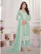 Sea Green Chinon Embroidery Suit