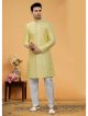 Yellow Nawabi Super 66 Fabric Sharwani