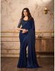 Navy Blue Satin Organza Saree