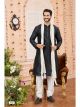 Black Art Silk Kurta Pajama