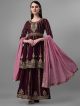 Wine Georgette Sharara Suit