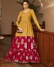 Mustard and Maroon Foil Printed long gown