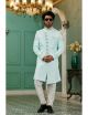 Firozi Green Indo-Western With Aligadhi Pant