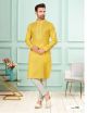 Yellow Cotton Men's Kurta With Pant