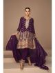 Wine Short Anarkali With Pants and Dupatta