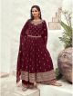 Red Anarkali With Palazzo Party Wear