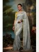 Silver fancy saree with embroidery work