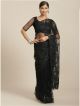 Black Beautiful Net With Heavy Embroidery Work Saree