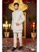 Cream 3 Pcs Kurta Jacket For Men