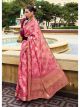 Pink Jacquard Silk Saree