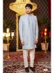 Grey Blue 3 Pcs Kurta Jacket For Men