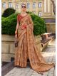 Rust Orange Jacquard Silk Saree