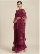Wine Beautiful Net With Heavy Embroidery Work Saree