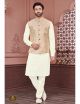 Peach & Cream Kurta Pajama With Modi Jacket