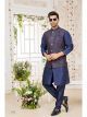 Blue Men 3 Pcs Jacket Kurta Set