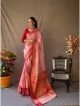 Pink Linen Designer Woven Saree