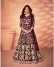 Wine Floral Embroidered Bollywood Anarkali Suit