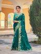See Green Floral Embroidery Fancy Saree