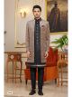 Shaded Onion and Black 3 Pcs Indo Western For Men
