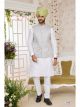 Grey Men 3 Pcs Jacket Kurta Set