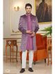 Shaded Wine 3 Pcs Indo Western For Men