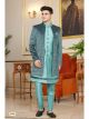 Blue 3 Pcs Indo Western For Men