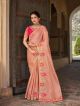Peach Floral Embroidery Fancy Saree