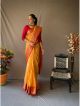 Yellow Linen Designer Woven Saree