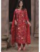 Red Digital Printed Alia Cut Suit
