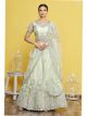 Sea Green Satin Silk Wedding Lehenga Choli