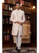 Navy Blue Jacquard Silk Indo Western Sherwani