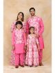 Floral Fuchsia family matching outfits Set (4PCs Set)
