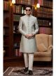Green Imported Jacquard Silk Nawabi Sherwani