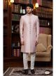 Pink Imported Jacquard Silk Nawabi Sherwani