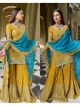 Mustard embroidered sharara suit