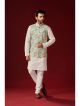 Off White Trendy Kurta Pajama With Jacket