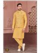 Yellow & Multi Colour Kurta Pajama With Modi Jacket