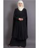 Black embroidered neck band double layer Party Abaya
