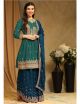 Aqua Blue Short Frock Sharara Suit