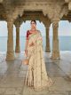 Cream Banarasi Silk Wedding Saree