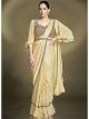 Yellow ready-made pleated saree
